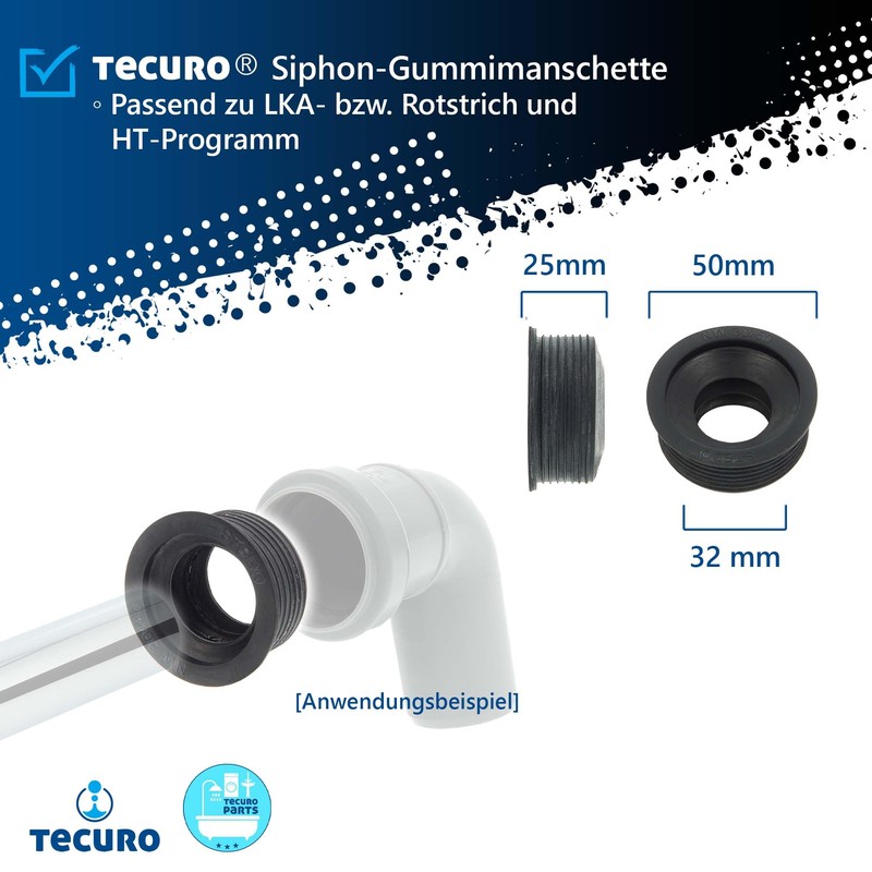 tecuro - Siphon rubber sleeve - for connection to HT