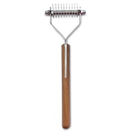 Mars Coat King Blunt Dematting Undercoat Grooming Rake Stripper Tool for Dogs and Cats, Stainless Steel with Wooden Handle, Made in Germany, 10-Blade