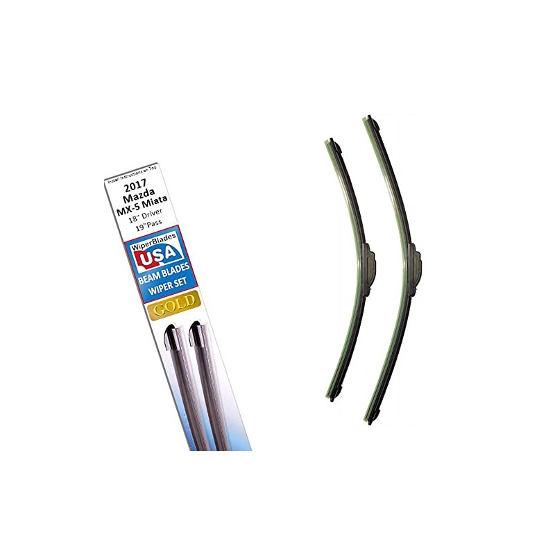 Beam Blade Wipers Set for 2017 Mazda MX-5 Miata Replacement
