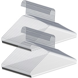 Yuntau Dry Cleaner Hangers with Tubes - 16" Wire Hangers Bulk for Pants Caped Suit & Strut Home or Dry Cleaners(Silver)