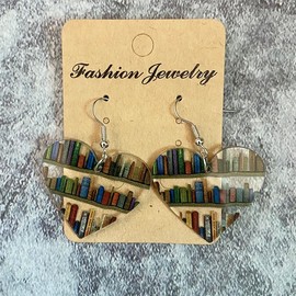 arete de libro para mujer, estante de acrílico para los amantes de los libros, graduación, día del maestro, agradecimiento de regreso a la escuela, regalos para maestros, No es una piedra preciosa