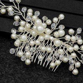 Wedding Bridal Hair Clips Pearl Jewelry Bridal Elegant Headpiece Flower Hair Clips Wedding Accessories Combs (B)