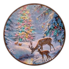GJXFTPTTBD Christmas Tree Decor Round Metal Tin Sign Christmas Deer Vintage Tin Sign for Home Coffee Wall Decor for Christmas Family Wall Decoration 8 * 8 in