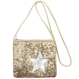 C.C-US Kids Glitter Sequins Crossbody Purse Small Shoulder Bag Satchel for Boys Girls, Gold, One Size