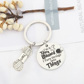 UJIMS Wizard Gift I'm A Yarn Wizard I Turn Strings Into Things Funny Crochet Keychain Knitting Lover Gift for Her (Yarn Wizard Keychain)