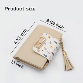 AfitLulu Women's Wallet with 5 Credit Card Slots and ID Window, Women's PU Leather Small Purse Women's Short Purse with Tassel Pendant and Coin Pocket, pink, Modern