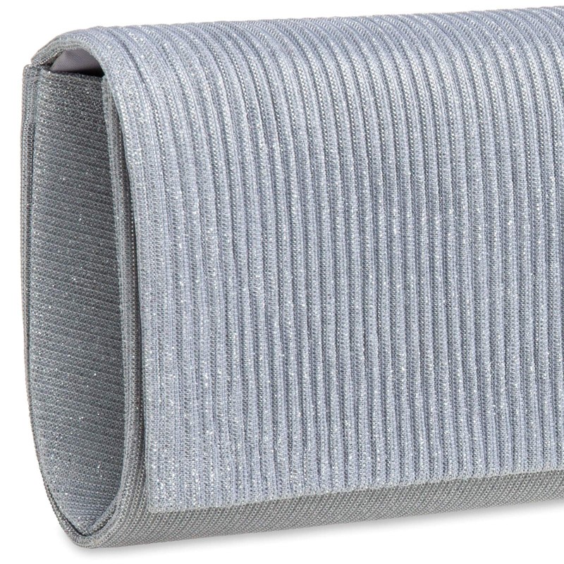 Caspar TA514 Elegant Women's Glitter Clutch Evening Bag, silver