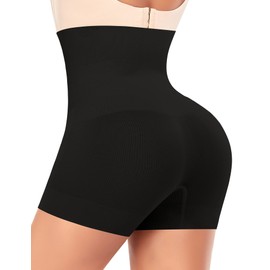 DERCA Womens Shapewear Shorts Tummy Control Body Shaper Underwear Shaping Boyshorts Seamless Shorts Under Dresses (#A0 Basic Black,XX-Large)