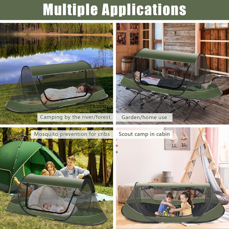 Pop-Up Mosquito Tent for Camping, 1 Person Bug Net Cot