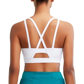 RUNNING GIRL Sports Bras for Women High Support, Criss-Cross Strappy Back Sports Bras for Women with Molded Cups_RGWX3081_White_M_AU