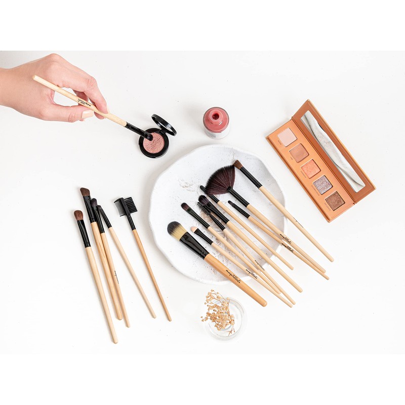 Maquillali Set profesional de 24 piezas brochas para maquillaje (Madera