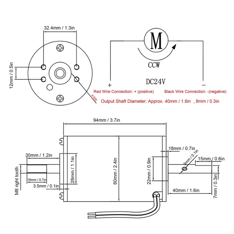 12 V 80 W DC Motor 4250 RPM High Speed