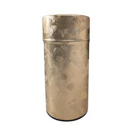 木谷製茶場 Japanese Tea Canister Double Lid, Japanese Washi Paper Coated with Capacity of 6.2oz(175g), Japanese Green Tea Tea Container, Gold (金)