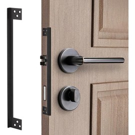 Door Latch Guard Plate, Outswing Door Security Protector, L-Shaped Door Latch Shield, Cover to Block Access to The Door Lock/Deadbolt Latch (Black, One Size)