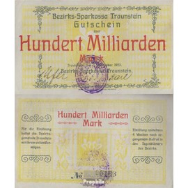 Prophila Collection Banknote Traunstein Inflation Money Sparkassa Traunstein Used (III) 1923 100 Billion Mark (Banknotes for Collectors - No Means of Payment)