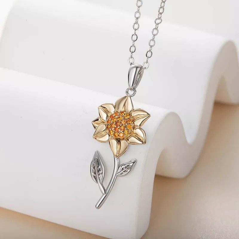 +Mu Collar De Girasol Con Colgante Y Cadena De Flores