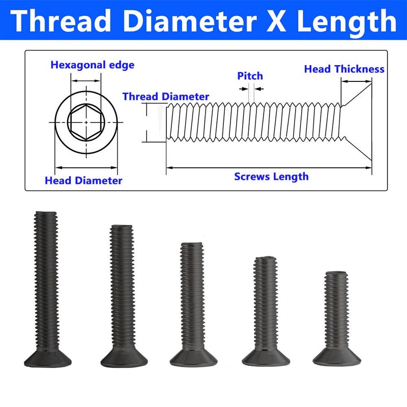 MACHSWON #8-32 x 1/4" Flat Head Socket Cap Screws 10.9