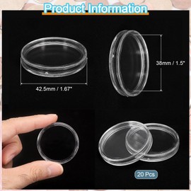 sourcing map 20 Pcs 38mm Silver Dollar Coin Holders, Plastic Coin Capsule Covers Acrylic Clear Round Coin Collection Supplies Container for Silver Coin Protectors or NFC Tag