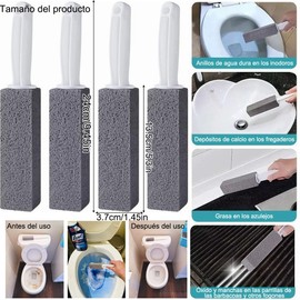 Besoner 8pcs Cepillos de Limpieza para Inodoros, Piedra Pomez para WC, con Mango Largo de Plástico Antideslizante