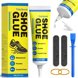 Shoe Glue, Shoe Repair Adhesive Flexible, Waterproof, Clear, Super Strong Glue for Soles, Sneakers, Boots, Leather, Handbags, Soles, Heels - Works on Leather, Rubber, Vinyl, Canvas - 2.1oz