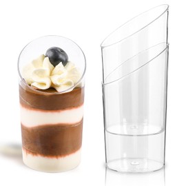 Qeirudu 50 Pack Mini Dessert Cups with Spoons - 2.2 oz Clear Plastic Parfait Cups Reusable Shooter Glasses Small Serving Cups for Tasting Party Desserts Appetizer
