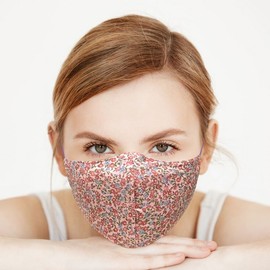 Domestic Floral Cotton Fabric Mask for UV Protection, Dust, Walks, Group Activities, and Mothers Flower Mask - Rose of Sharon 10ea