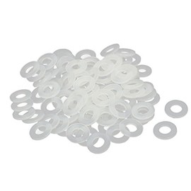 TOP-VIGOR 100Pcs White Nylon Flat Washers, M5 x 10mm x 1mm Insulating Round Seal Spacer Tap Sealing O Ring Gasket for Faucet Pipe Water Hose