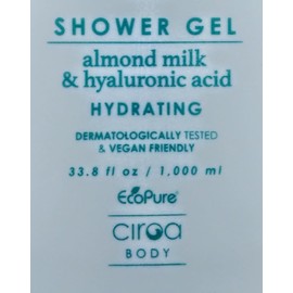 Ciroa, Almond Milk & Hyaluronic Acid, SHOWER GEL, Hydrate & Nourish, 33.8 fl oz 1,000ml (Pack of One)