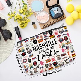 Nashville Cosmetic Bag Makeup Bag Nashville Lovers Gift Nashville Travel Souvenir Merch Vacation Friendship Gifts for Women Nashville Lovers Sister Traveller Girls Trip Gifts Favors Christmas Birthday