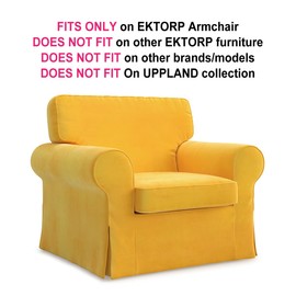 MASTERS OF COVERS Ektorp Armchair Velvet Cover for The IKEA Ektorp Chair Slipcover Replacement-Sunny Yellow