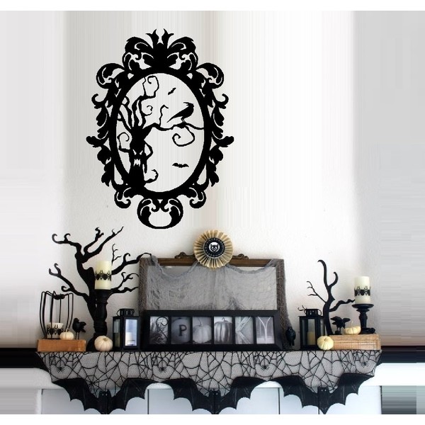 BestPricedDecals Scary Tree in Halloween Vintage Frame: Wall or Window