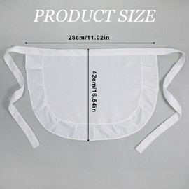 White Womens Waist Apron Retro Kitchen Cleaning Ruffles16.54" x 11.02" Half Apron Puffy Tight Costume Maid Outfit French Maid Doll Dress Cosplay Costumes for Kitchen Cooking Restaurant Coffee Shop