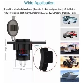Dolores 12v 2.1a Para Cargador Iluminado Usb Doble Salida Coche Moto