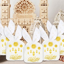KTBANBANNEY 100PCS Cartoon Ramadan Kareem Gift Bags Eid Mubarak Muslim Islamic Festival Party Candy Goodie Bag For Eid Al-Fitr Birthday Home Party Decorations Supplies