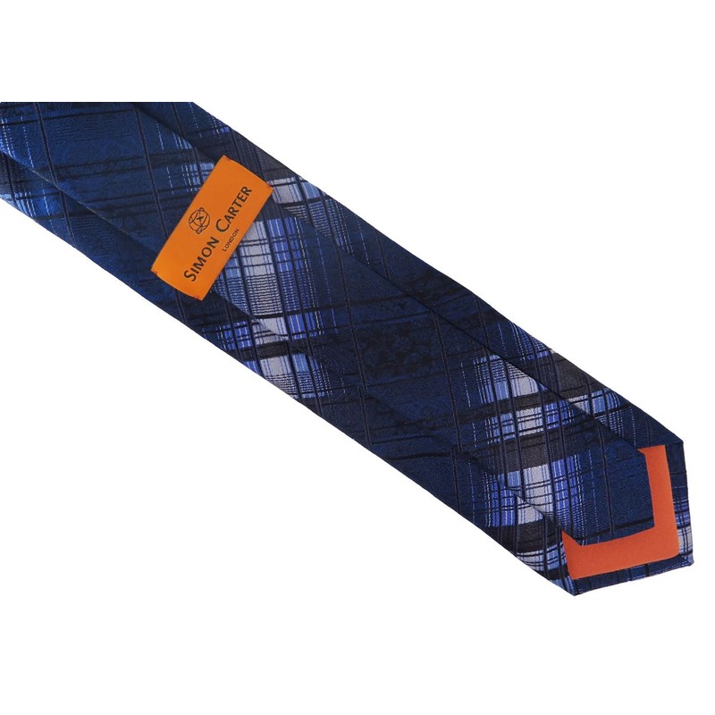 SIMON CARTER Paisley Plaid Silk Tie (Purple), purple