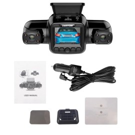JahyShow 360° Panoramic WiFi Dash Cam 2K 4 Channel Driving Recorder Car Front+Rear Camera - 3 Lens Dash Cam
