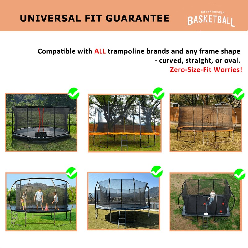 Universal Adjustable Trampoline Basketball Hoop Set, with 3 Mini Balls