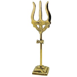 Decorative Brass Trishool/Trishul/Shoolam Lord Shiv Mahadev Durga Pooja/Puja Trishul Trident Protection and Worship for Pooja Mandir Temple for Indian Traditional Decoration (Size: 3.5 Inches) (Golden