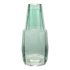 Bruno Magli Green Geo Carafe | 2-Pc Set | Drinking Glass Tumbler Doubles as a Lid | Elegant Nightstand Water Pitcher with Matching Cup for Office, Home, & Guest Room Décor | Gift Boxed | 37.2-Oz