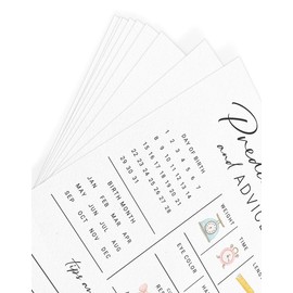 CHarmeFleur Baby Predictions & Advice Cards for Parents - Baby Shower Game, Wishes for Mum & Dad, Gender Revelation Boy or Girl, Modern Minimal Design, 30 Cards