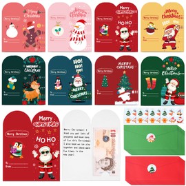 iZoeL 24/48 Christmas Money Wallets and Envelopes for Kids Adults Christmas Card Wallet Christmas Money Wallets for Cash Gifts Christmas Stickers for Present