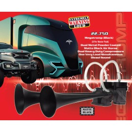 MEGATROMP Dual Air Horns Black With 2 Compresses For Cars & Trucks With 130db Sound