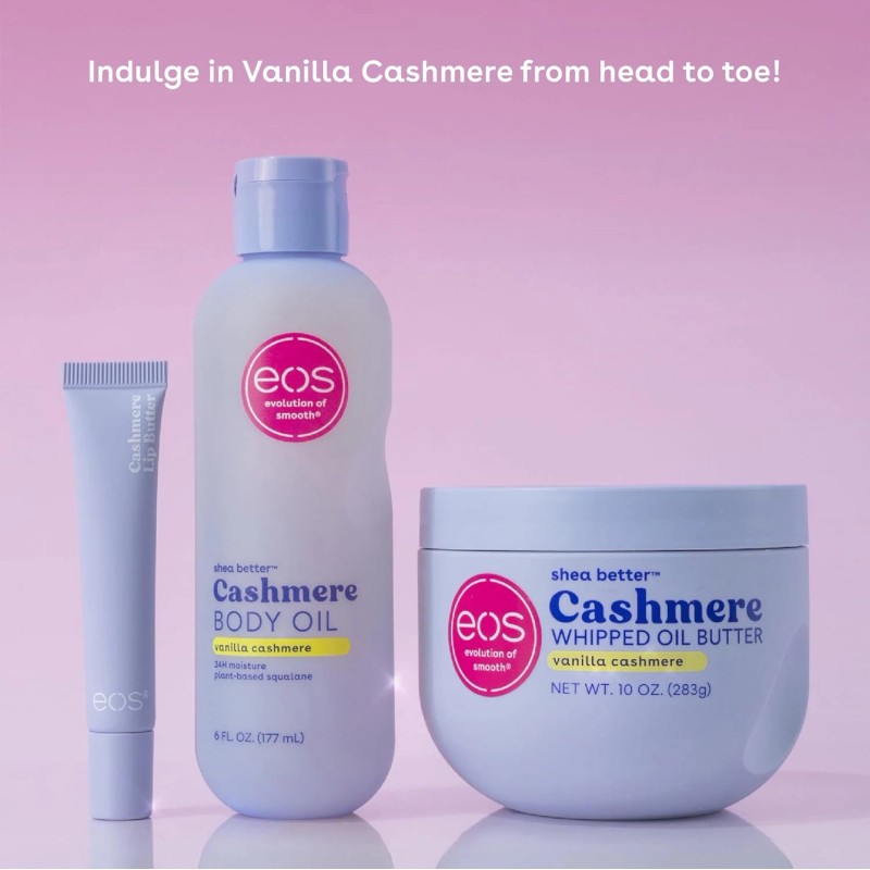 Eos Cashmere Body Oil, Vanilla Cashmere, 24 Hour Moisture, Plant-Based