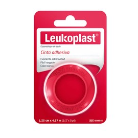Leukoplast Cinta Adhesiva De Seda Leukoplast De 2.5 Cm X 4.57 M, color Blanco, 1 count, pack of/paquete de