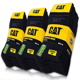 CAT Caterpillar 15 Pairs Business Socks Fine Women's and Men's Socks without Rubber Stockings Size 35-50, 15 Pairs Black