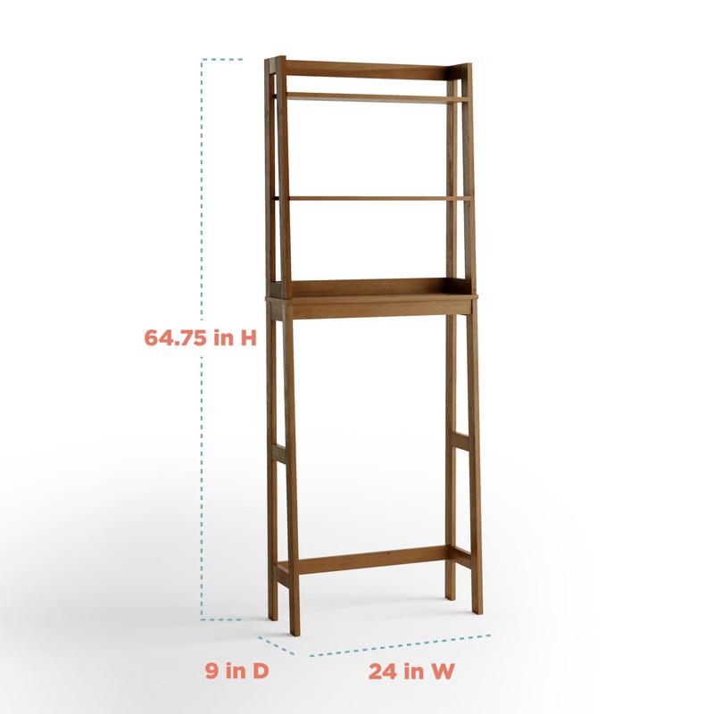 Zenna Home Bamboo Over-The-Toilet Bathroom Spacesaver with 3 Shelves, A-Frame