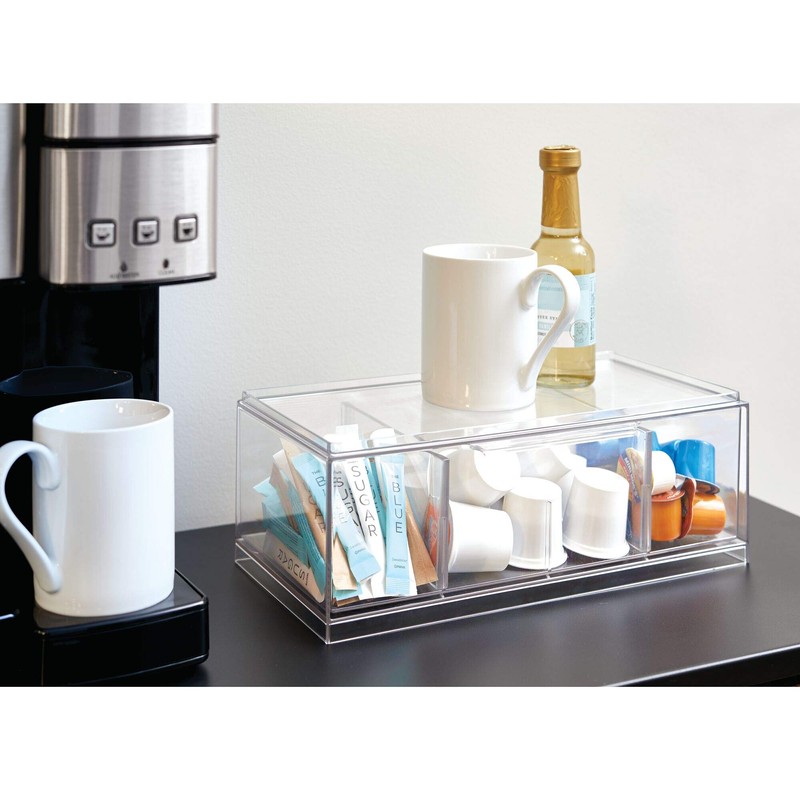iDesign Crisp BPA-Free Plastic Stackable Tea Bag Organizer for Kitchen