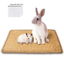 Rabbit-Scratching-Pad, Natural Wood Chew & Scratch Board for Bunnies, Bunny Nail File Mat, Durable Toy for Small Pets Teeth & Paws Rabbit Cage Accessories (Small Size)