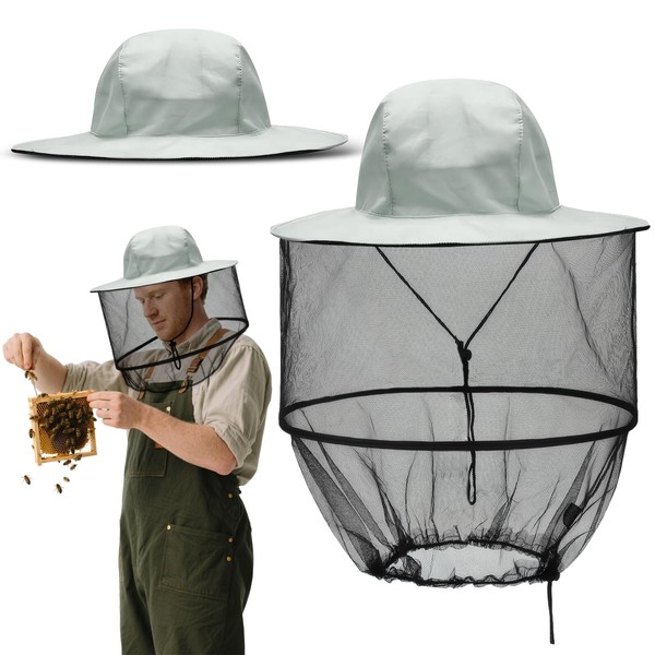 Mosquito Head Net Hat, Imkerhut mit Schleier, Grau Hut mit