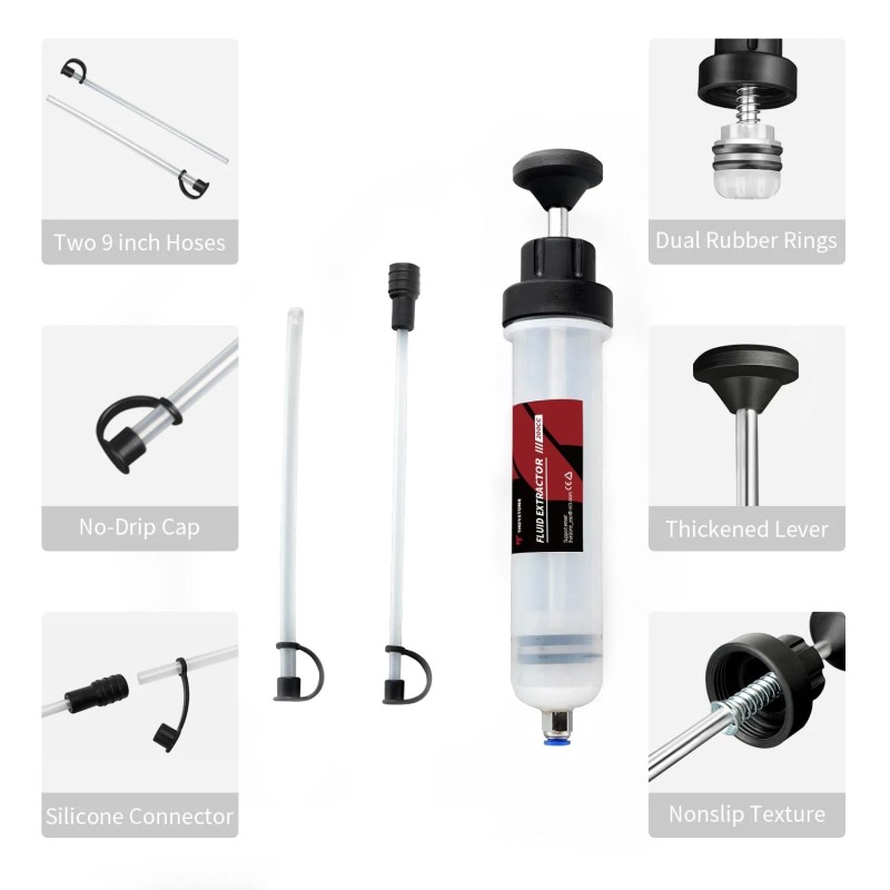 Thorstone Automotive Fluid Extractor Pump, Oil Change Syringe with Hose,